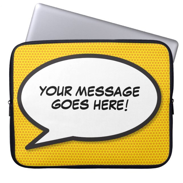 Fun Personalised Comic Book Speech Bubble Laptop Sleeve (Front)