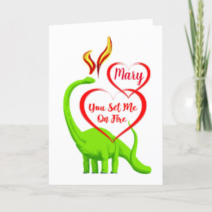 Fun Personalised Fire Breathing Dragon Valentine Card