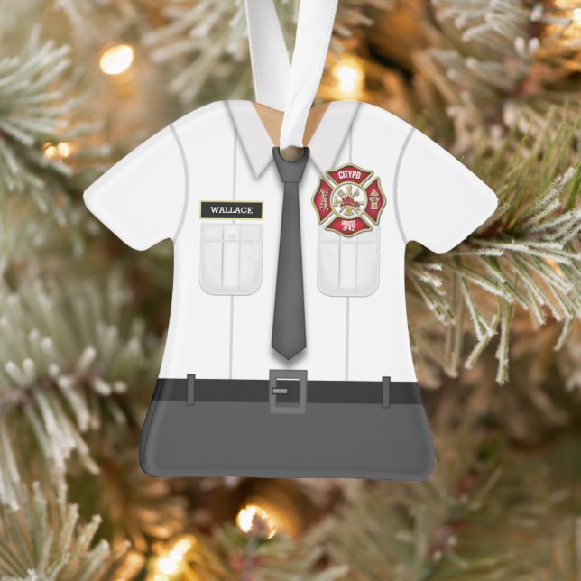 Fun Personalised Firefighter Officer Ornament (Tree)