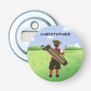 Fun Personalised Golfer on golf course Bottle Opener
