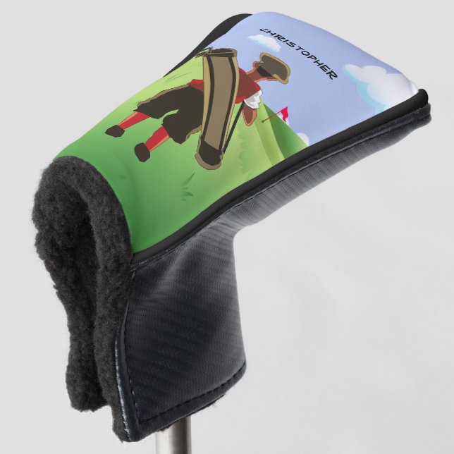 Fun Personalised Golfer on golf course Head Cover (3/4 Front)