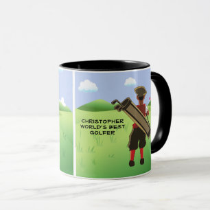 Fun Personalised Golfer on golf course Mug