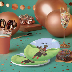 Fun Personalised Golfer on golf course Paper Plate