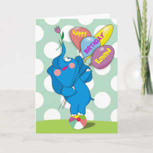 Fun Personalised Happy Birthday Elephant Cards