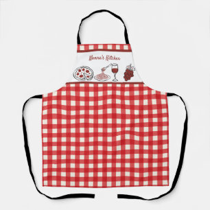 Fun Personalised Italian Red Gingham Cooking  Apron