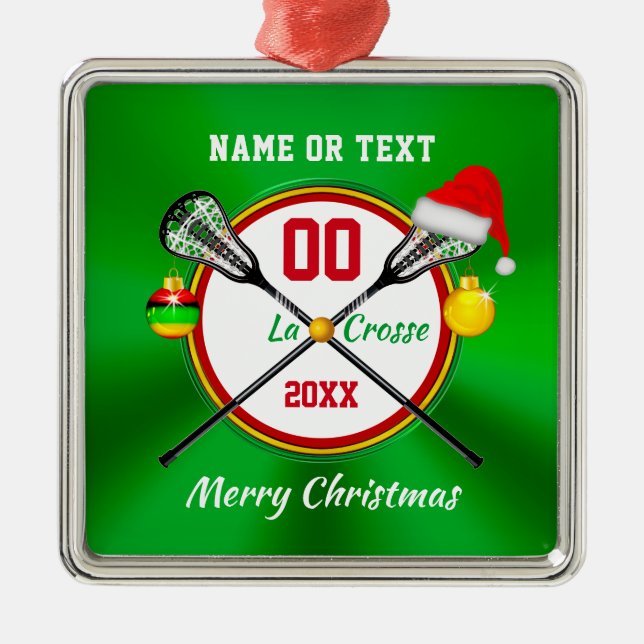 Fun Personalised Lacrosse Christmas Ornaments (Front)
