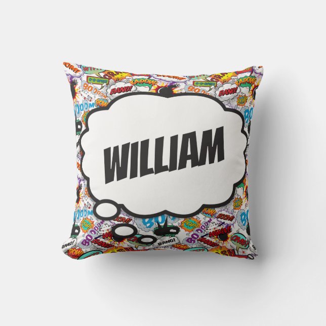 Fun Personalised Name Comic Book Cushion (Front)