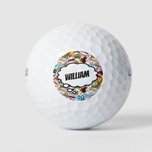 Fun Personalised Name Comic Book Golf Balls
