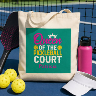 Fun Personalised Queen of the Pickleball Court Tote Bag
