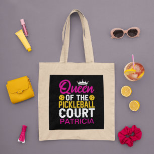 Fun Personalised Queen of the Pickleball Court Tote Bag