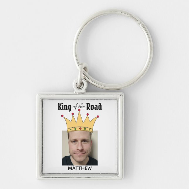 Fun Personalised Road King Crown Photo Key Ring (Front)