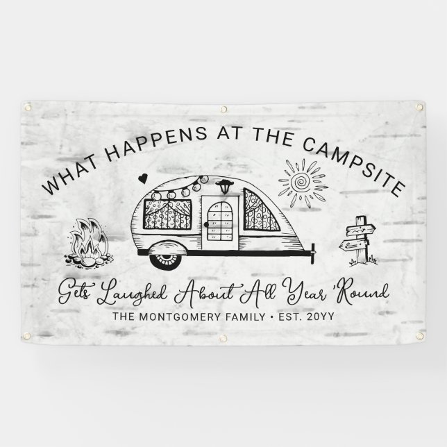 Fun Personalised Rustic Camping Banner (Horizontal)