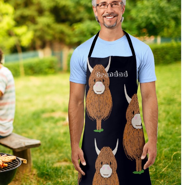Fun Personalised Scottish Highland Cow  Apron (Creator Uploaded)