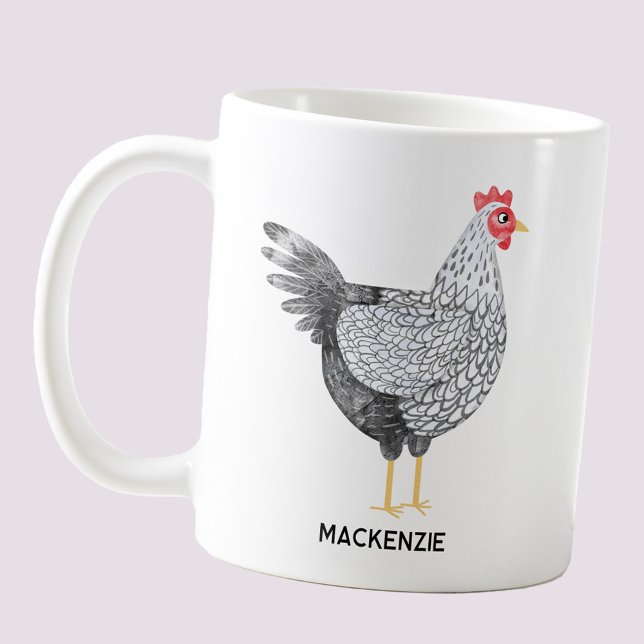 Fun Personalised Watercolor Wyandotte Chicken Coffee Mug (Fun personalized custom name Wyandotte chicken coffee mug for poultry and bird lovers)