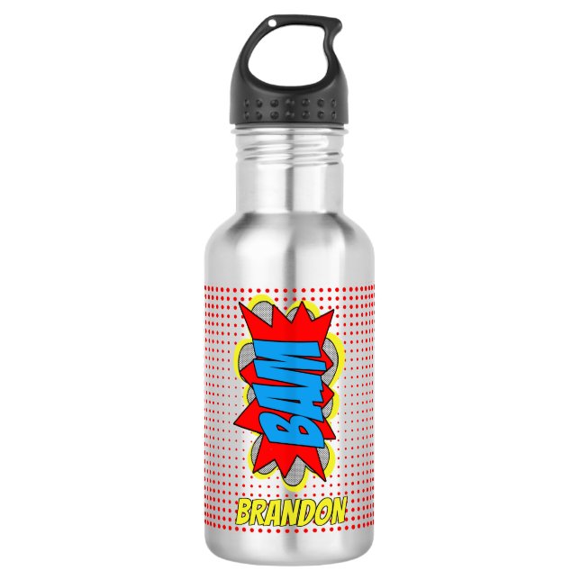 Fun Personalized Custom Comic Book Pop Art Style 710 Ml Water Bottle (Front)
