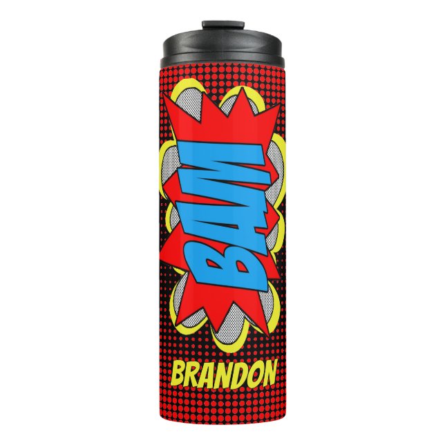 Fun Personalized Custom Comic Book Pop Art Style Thermal Tumbler (Front)