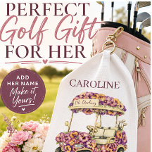 Fun Personalized Golf Towel for Her | Pink Floral