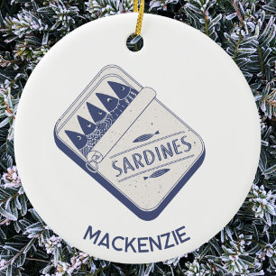 Fun Personalized Name Sardine Tin Ceramic Tree Decoration