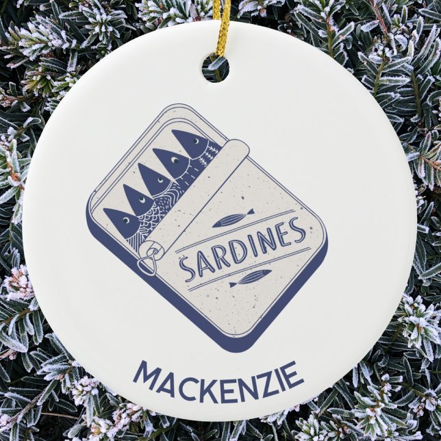 Fun Personalized Name Sardine Tin Ceramic Tree Decoration (Creator Uploaded)