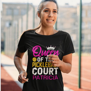 Fun Personalized Queen of the Pickleball Court T-Shirt
