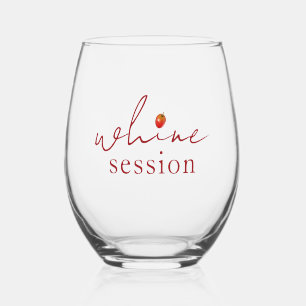 Fun Personalized Red Grape Whine Session Stemless Wine Glass