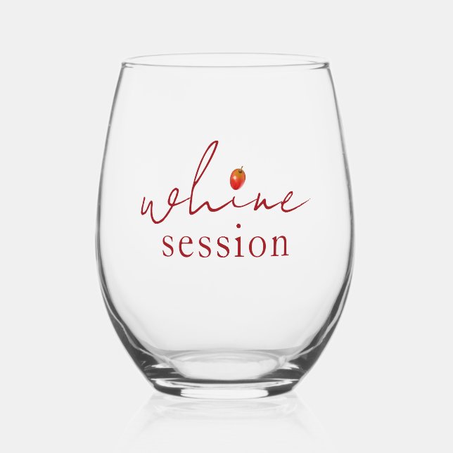 Fun Personalized Red Grape Whine Session Stemless Wine Glass (Front)