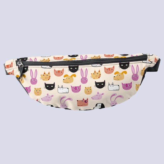 Fun Pet Animal Bum Bags (Cute pet animal pattern blush pink fanny pack)