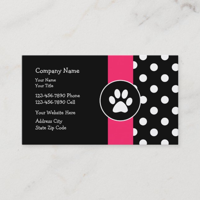 Fun Pet Care Business Cards (Front)