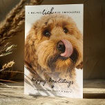 Fun Pet Licked The Envelopes | Photo Christmas Holiday Card<br><div class="desc">Delight your friends and family with a personalised pet Christmas card that perfectly blends humour and holiday cheer! With a hilarious photo of your dog and the playful saying 'I HELPED LICK THE ENVELOPES', this card, featuring a witty 'HAPPY HOWLIDAYS' greeting, is sure to bring a smile to every recipient....</div>