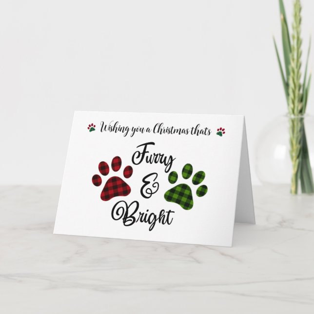 Fun Pet Paws Dog Cat Christmas Holiday Greeting Card (Front)