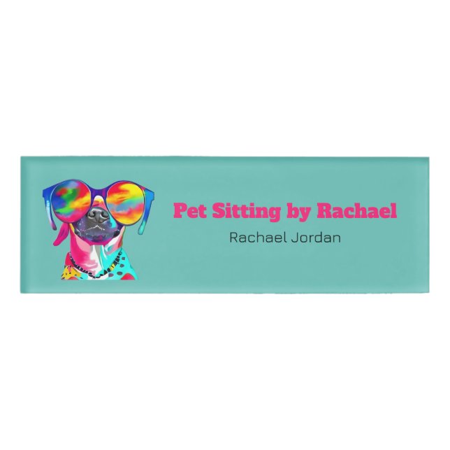 Fun Pet Sitter Dog Walker Business Name Tag (Front)