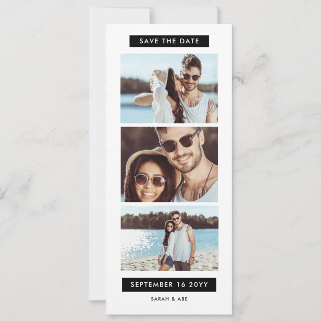 Fun Photo Booth Wedding Flat Save The Date Card (Front)