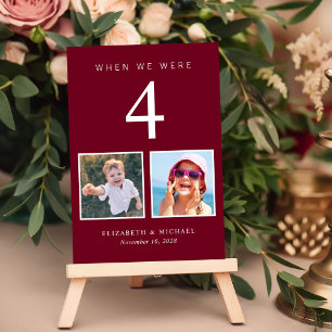 Fun Photo Burgundy Red Wedding Table Number