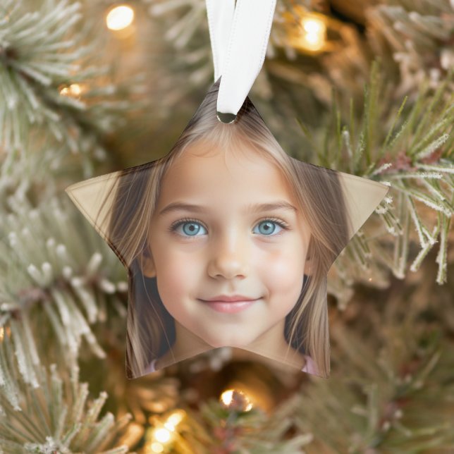 Fun PHOTO Christmas Star personalise Ornament (Tree)