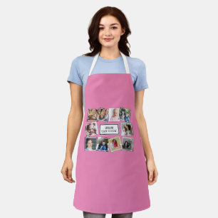 Fun Photo Collage Pink Apron