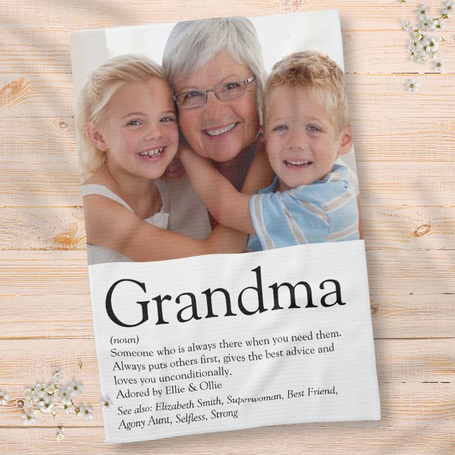 Fun Photo Cool Grandma Grandmother Definition Tea Towel (Fun Photo Cool Grandma Grandmother Definition Kitchen Towel)