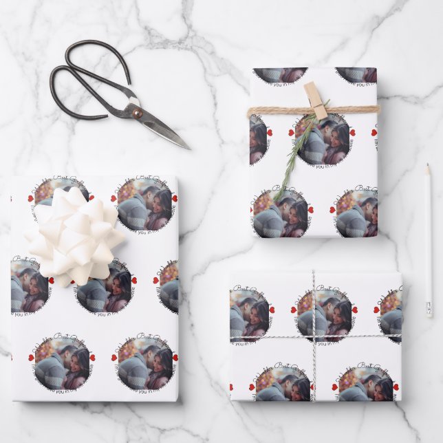 Fun Photo Message Valentine Wrapping Paper Sheet (Front)
