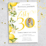 Fun Photo Zesty Lemon 30th Birthday Party Invitation<br><div class="desc">Fun Photo Zesty Lemon 30th Birthday Party Invitation. Ignite your celebration with our Zesty Lemon Adult Milestone Birthday Party theme! Bursting with energy and vibrancy, this lively design sets the stage for a fun-filled gathering. From the spirited hues of yellow to the playful accents, every detail exudes joy and excitement,...</div>