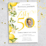 Fun Photo Zesty Lemon 50th Birthday Party Invitation<br><div class="desc">Fun Photo Zesty Lemon 50th Birthday Party Invitation. Ignite your celebration with our Zesty Lemon Adult Milestone Birthday Party theme! Bursting with energy and vibrancy, this lively design sets the stage for a fun-filled gathering. From the spirited hues of yellow to the playful accents, every detail exudes joy and excitement,...</div>