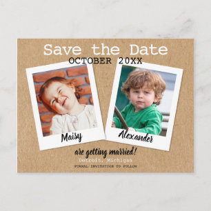 Fun Photos Save the Date Wedding Rustic Postcard