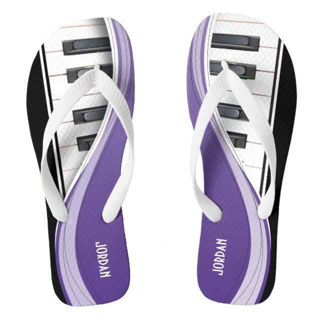Fun Piano Design With Purple Swoosh Jandals (Footbed)