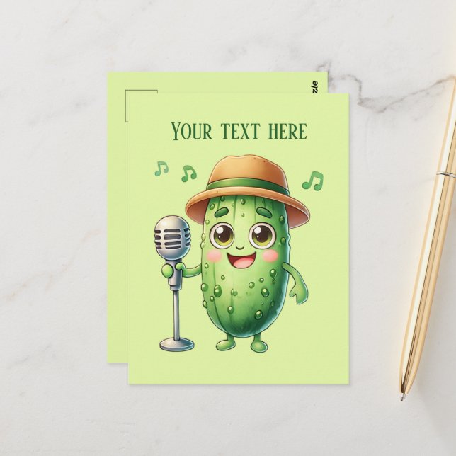 Fun pickle lovers add text postcard (Front/Back In Situ)