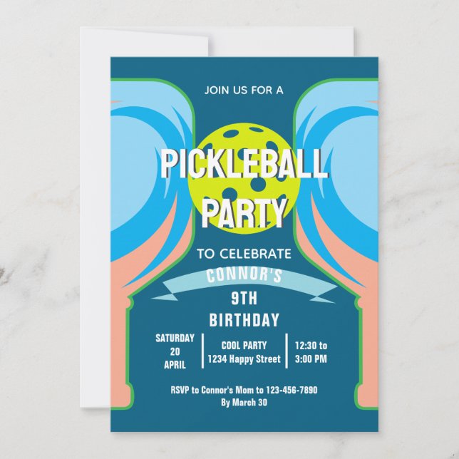 Fun Pickleball Birthday Party Invitation for Sport (Front)