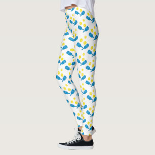 Fun Pickleball Blue Yellow Pattern Leggings