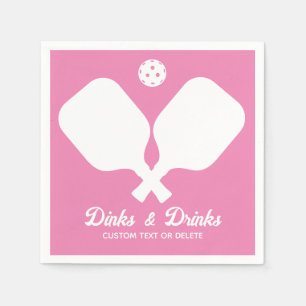 Fun Pickleball Party Dinks and Drinks Custom Text Napkin