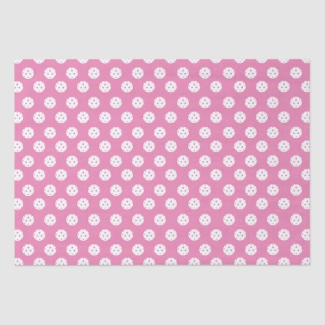 Fun Pickleball Pattern Pink White Sports Balls Tissue Paper (Front)