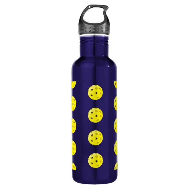 Fun Pickleball Pattern Yellow and Blue 710 Ml Water Bottle (Front)