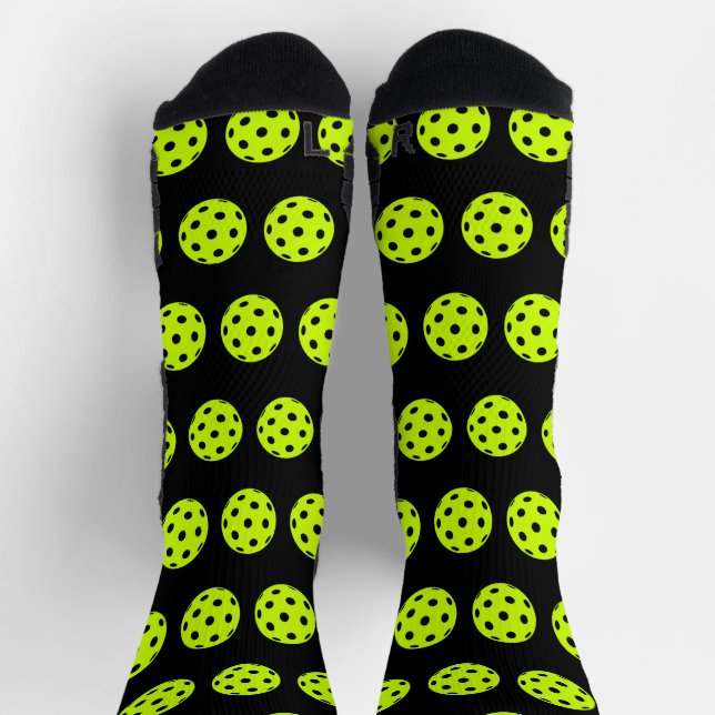 Fun Pickleball Pattern Yellow Novelty Socks (Top)