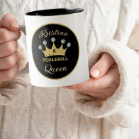Fun Pickleball Queen Crown Initial Name