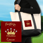 Fun Pickleball Queen Glam Monogram Name Gold<br><div class="desc">Pickleball Gal -- Fun Glitz Glam Gold Diamonds on her Crown -- she'll be a winner with this special tote bag -- truly makes her the queen of the court -- Glamourous with the gold crown and just a bit "over the top" but ready to play her game. This is...</div>